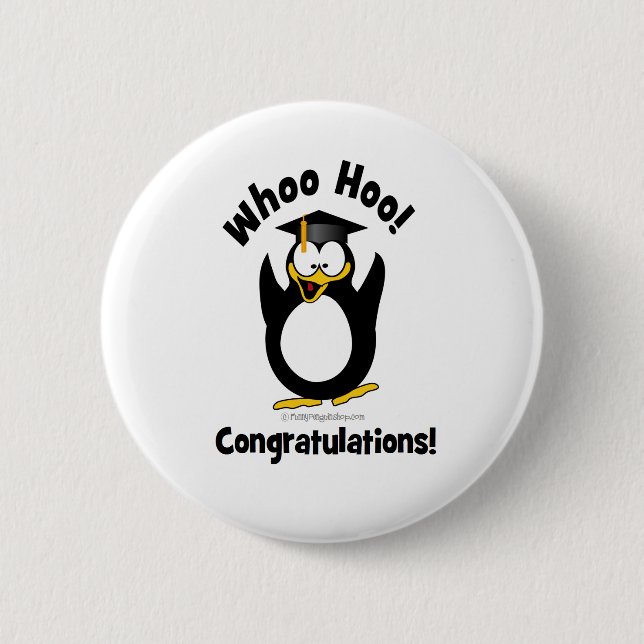 whoo hoo Glückwunsch-Abschluss Penguin Button (Vorderseite)