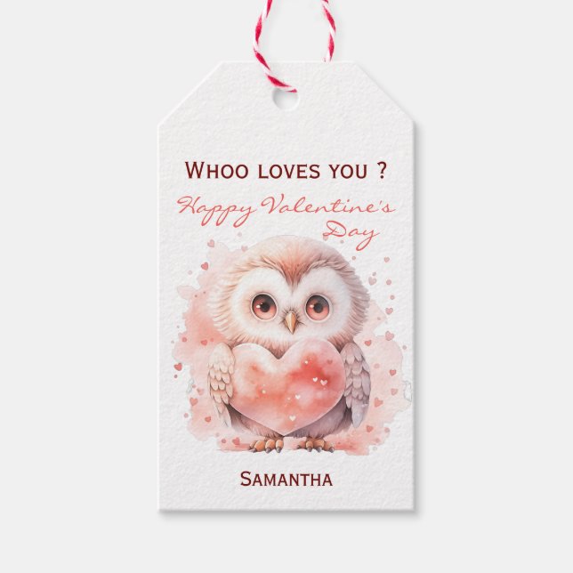 Whoo Lieben Sie Owl Valentinstag Geschenkanhänger (Vorderseite)