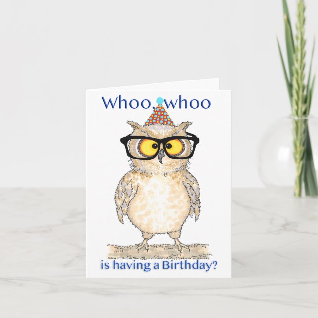 Whoo Whoo Happy Birthday Owl Karte (Vorderseite)