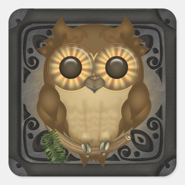 Whoolion Die Niedlichen Owl Square Sticker (Vorderseite)