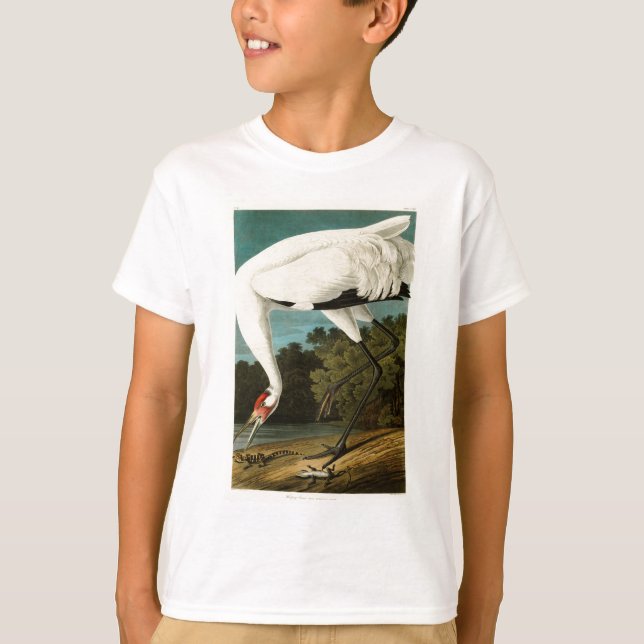 Whooping Kran-John James Audubon-Vögel von Amerika T-Shirt (Vorderseite)