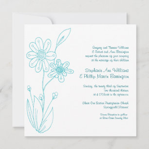 Whoopsie Daisy Simple Blume Aqua Blue Wedding Einladung