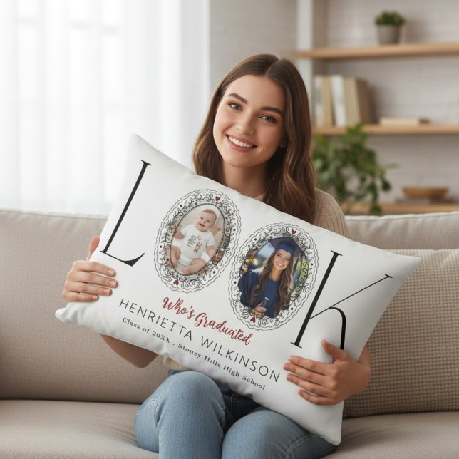 Who's Graduated Black Elegant Photo Collage Throw  Lendenkissen (Von Creator hochgeladen)