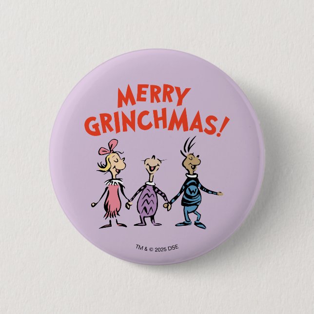 Whos Holding Hands Merry Grinchmas Button (Vorderseite)