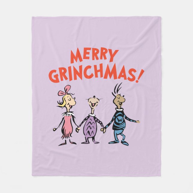 Whos Holding Hands Merry Grinchmas Fleecedecke (Vorderseite)