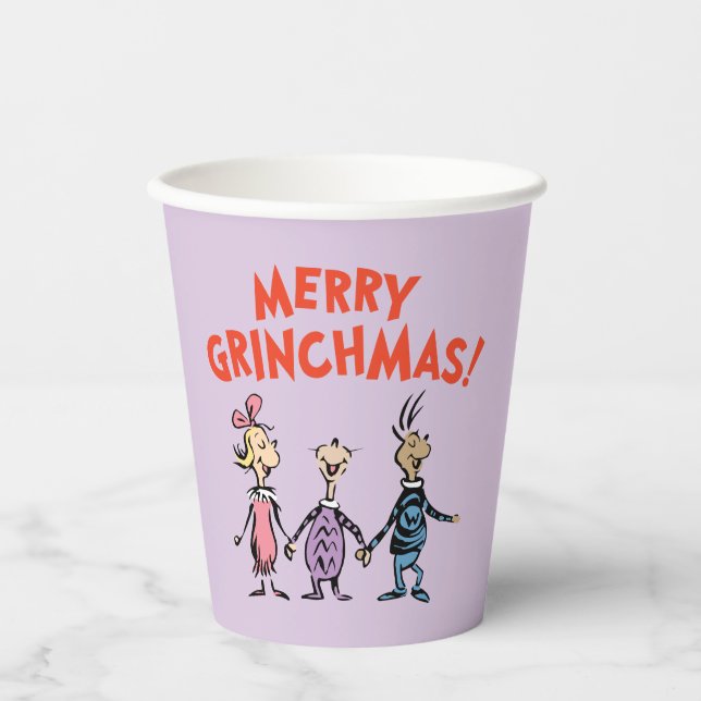Whos Holding Hands Merry Grinchmas Pappbecher (Vorderseite)