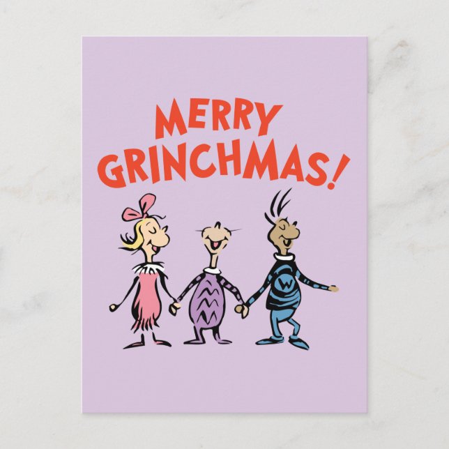 Whos Holding Hands Merry Grinchmas Postkarte (Vorderseite)
