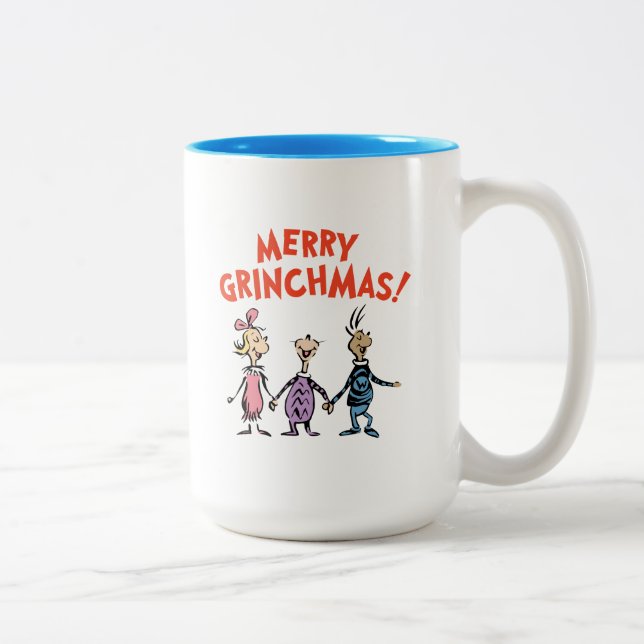 Whos Holding Hands Merry Grinchmas Zweifarbige Tasse (Rechts)