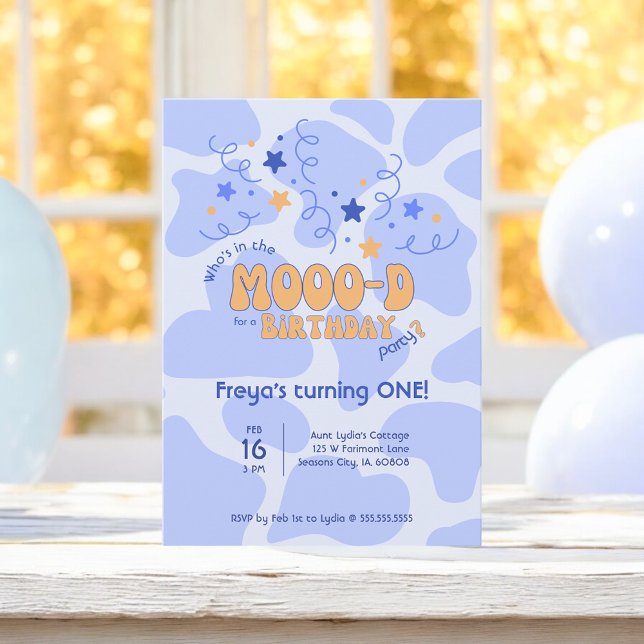 Who's in the MOOO-D Cow Print 1st Birthday Einladung (Von Creator hochgeladen)