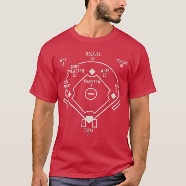 Whos On First Classic Baseball Abbott Funny Baseba T-Shirt (Vorderseite)