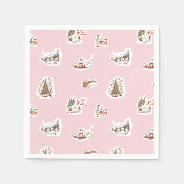 Whoville-Weihnachts-Vignetten-Muster Serviette (Vorderseite)