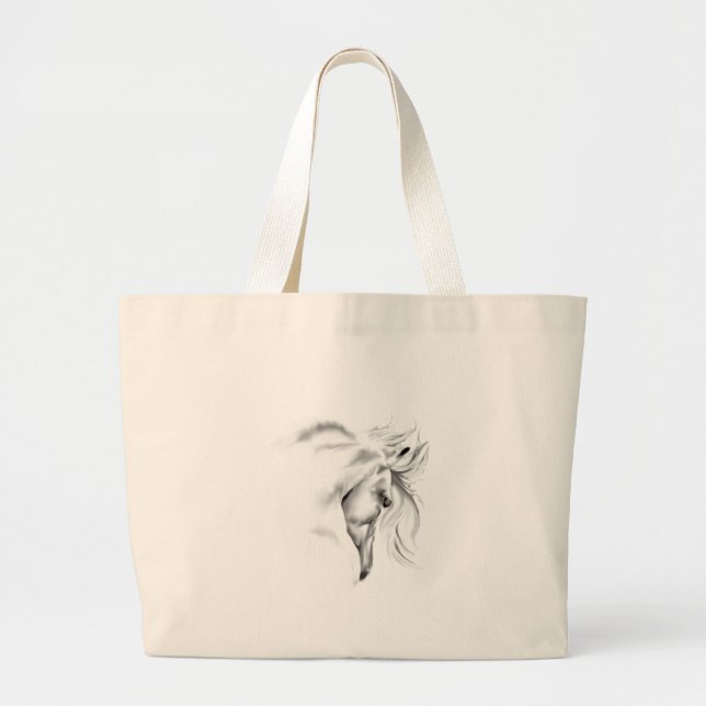Whte Pferdekopf-Tasche Jumbo Stoffbeutel (Vorne)