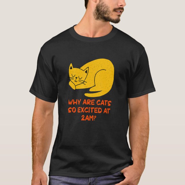 Why are Cats Excited at 2am Cat     Kitten Humor T-Shirt (Vorderseite)