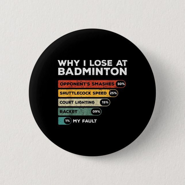 Why I Lose At Badminton Funny  Button (Vorderseite)