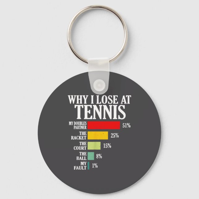 Why I Lose At Tennis Funny Tennis Player Quote  Schlüsselanhänger (Vorderseite)