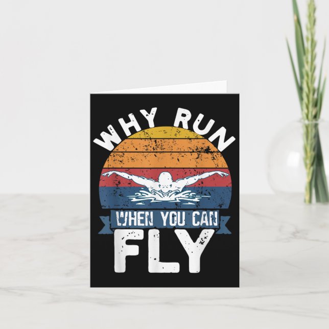 Why Run When You Can Fly Butterfly Stroke Swim Tea Karte (Vorderseite)