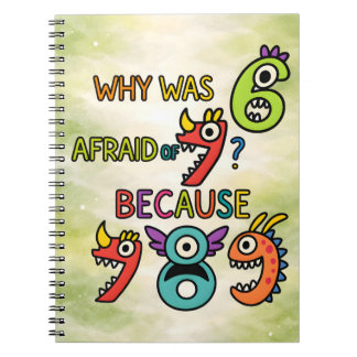 Why Was 7 Afraid Funny Math Notebook for Kids Notizblock