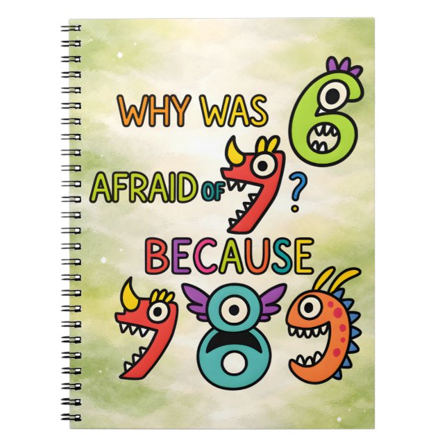 Why Was 7 Afraid Funny Math Notebook for Kids Notizblock (Vorderseite)