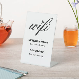 Wi-Fi-Details und Kennwort für benutzerdefinierte Sockelschild