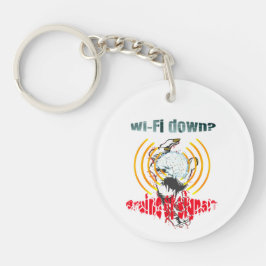 Wi-Fi runter? Gehirn oder Signal? Wi-Fi nach unten Schlüsselanhänger