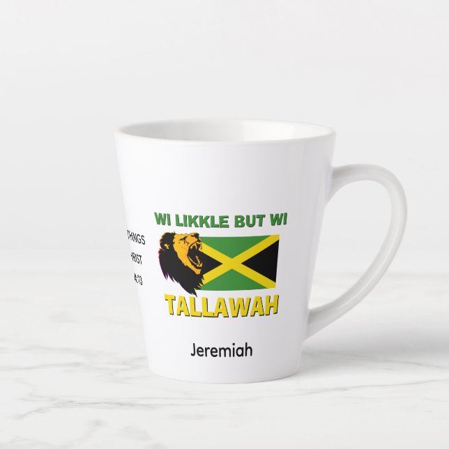WI LIKKLE, ABER WI TALLAWAH Personalisiert Jamaika Milchtasse (Rechts)