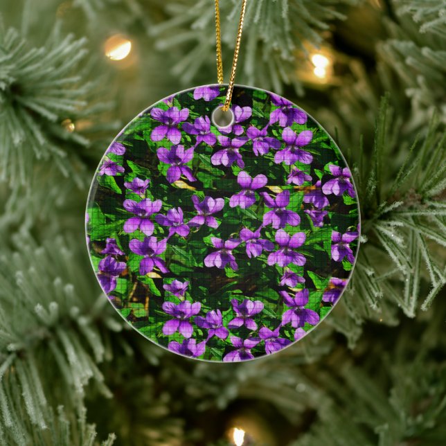 WI Staat Blume Wood Violet Mosaik Keramikornament (Baum)