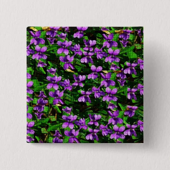 WI Staat Blume Wood Violet Mosaik Muster Button (Vorderseite)