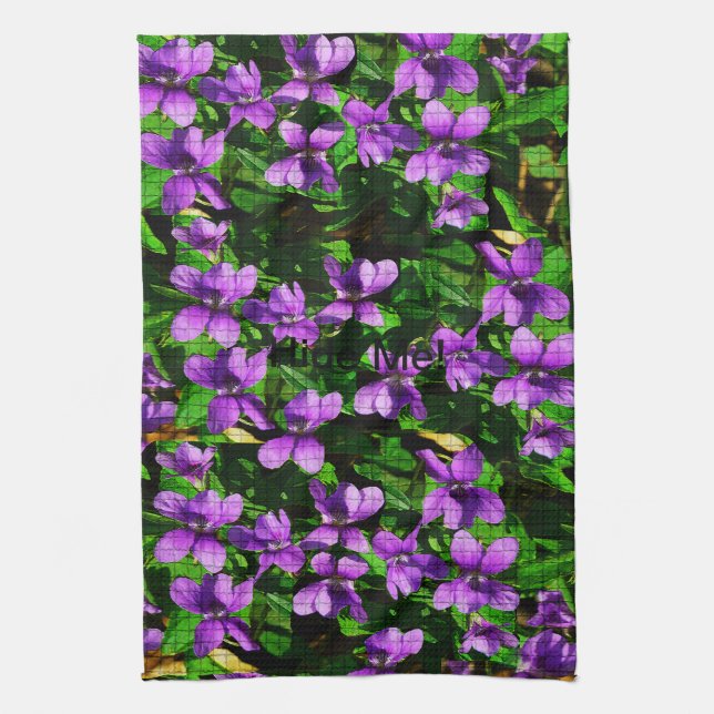 WI Staat Blume Wood Violet Mosaik Muster Geschirrtuch (Vertikal)