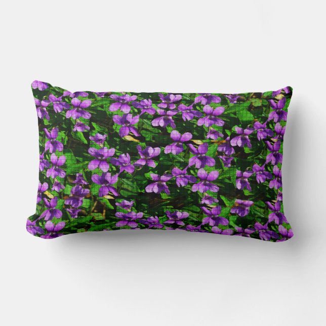 WI Staat Blume Wood Violet Mosaik Muster Lendenkissen (Vorderseite)