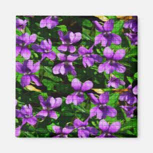 WI Staat Blume Wood Violet Mosaik Muster Magnet