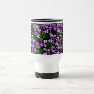 WI Staat Blume Wood Violet Mosaik Muster Reisebecher