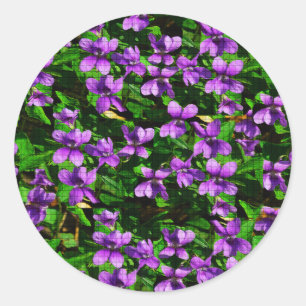 WI Staat Blume Wood Violet Mosaik Muster Runder Aufkleber