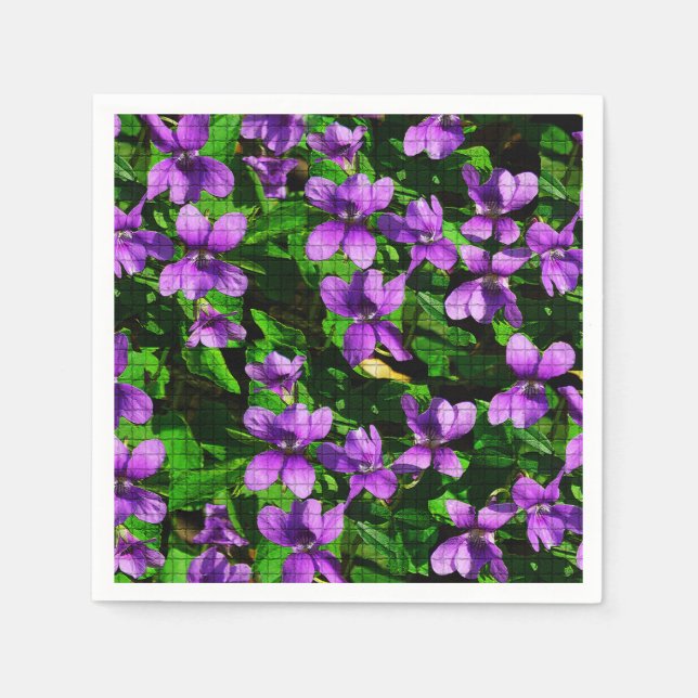 WI Staat Blume Wood Violet Mosaik Muster Serviette (Vorderseite)