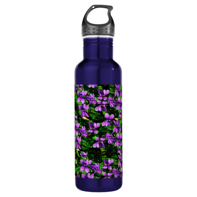 WI Staat Blume Wood Violet Mosaik Muster Trinkflasche (Vorderseite)