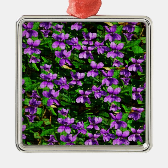 WI Staat Blume Wood Violet Mosaik Ornament Aus Metall (Vorne)