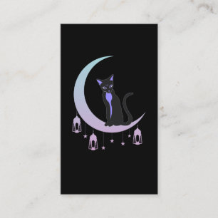Wicca Crescent Moon Mystical Cat Pastel Goth Visitenkarte
