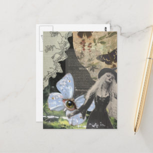 Wicca Mixed Media Collage Postkarte