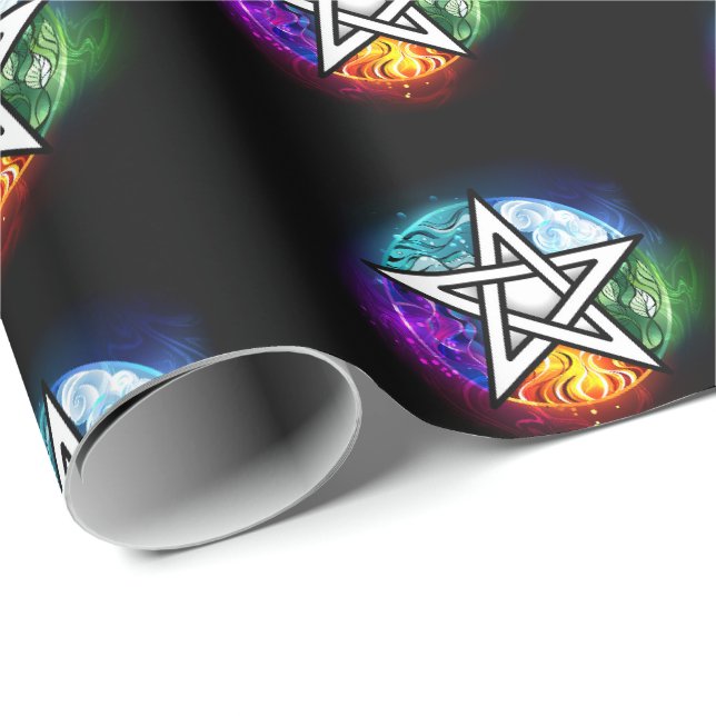 Wicca-Pentagramm Geschenkpapier (Rolleneckpunkt)