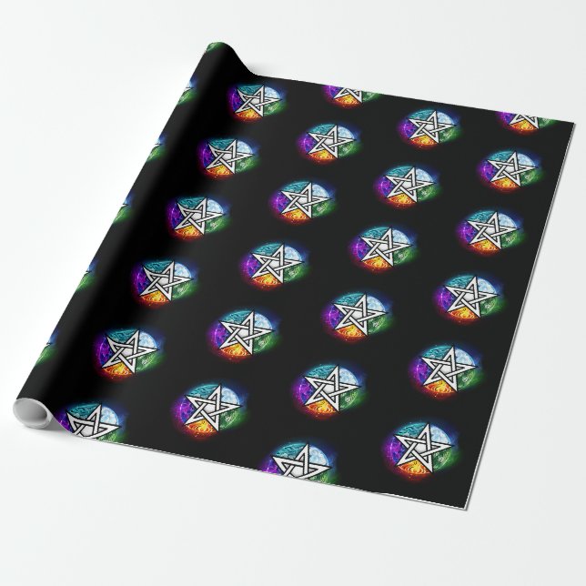 Wicca-Pentagramm Geschenkpapier (Ungerollt)