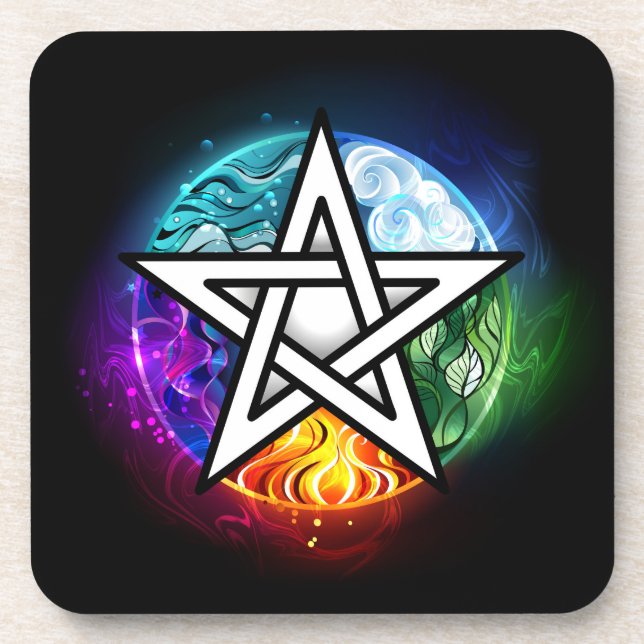 Wicca-Pentagramm Getränkeuntersetzer (Vorderseite)