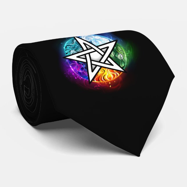 Wicca-Pentagramm Krawatte (Gerollt)