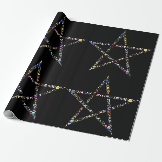 Wicca-Pentagramm-Packpapier Geschenkpapier (Ungerollt)