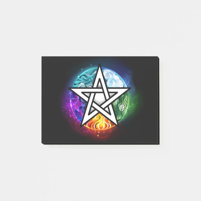 Wicca-Pentagramm Post-it Klebezettel (Vorderseite)