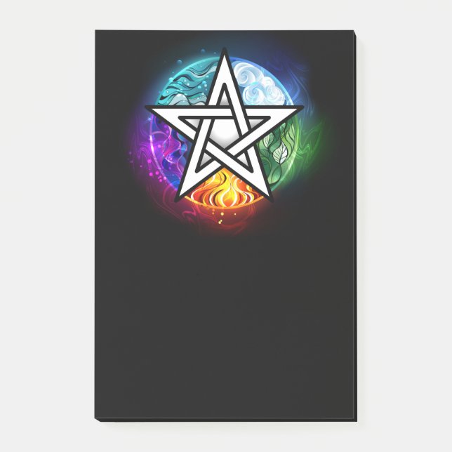 Wicca-Pentagramm Post-it Klebezettel (Vorderseite)
