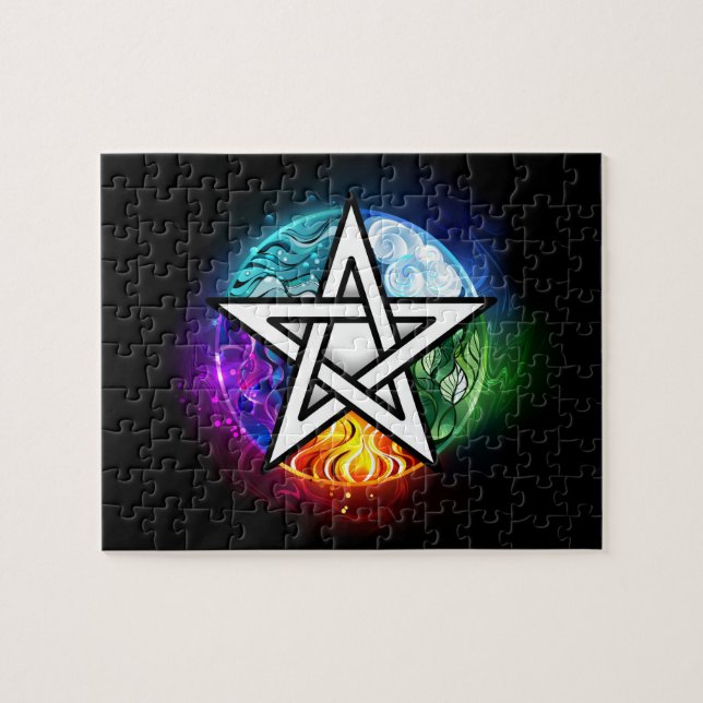 Wicca-Pentagramm Puzzle (Horizontal)