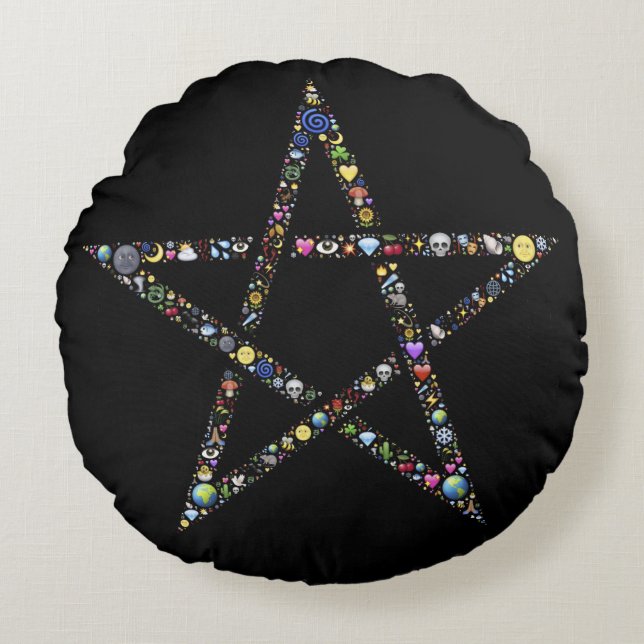 Wicca-Pentagramm Rundes Kissen (Vorderseite)