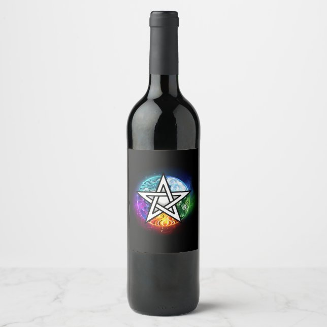 Wicca-Pentagramm Weinetikett (Vorderseite)