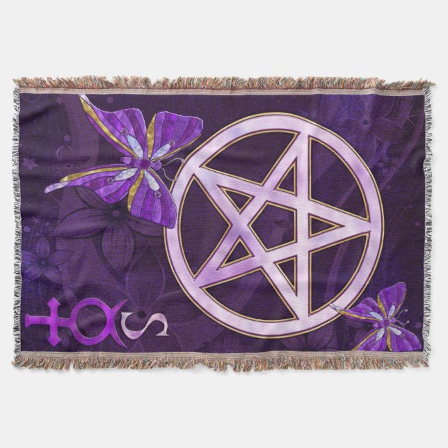 Wiccan Amethyst Jeweled Butterfly Art Decke (Vorderseite)