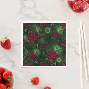 Wiccan Enchanted Forest Poinsettia Decoupage Serviette