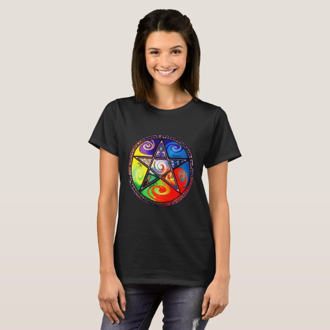 Wiccan Five Elements T-Shirt (Vorne ganz)